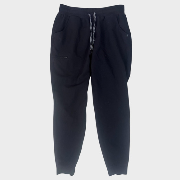 Jaanuu Medium Jogger Black Scrub Pants Drawstring Waist Zipper Pocket - Picture 1 of 6